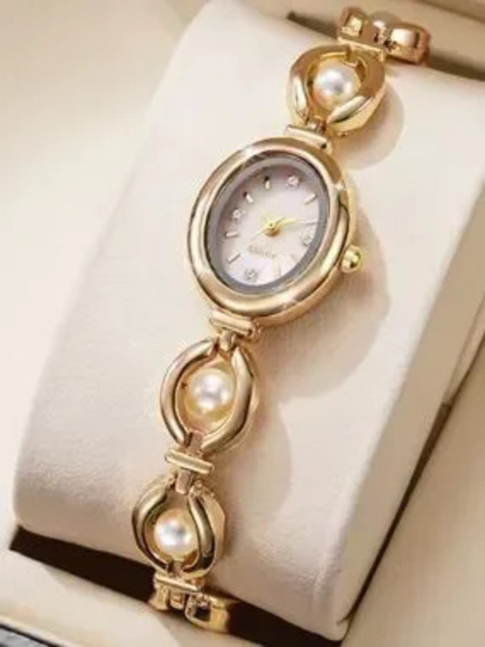 Vintage Pearl Link Bracelet Watch
